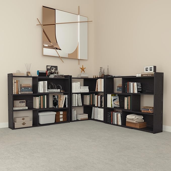 Open Shelf Low Bookcase, Wooden 4-Tier Floor Standing Expandable 25-47 inch - Image 9