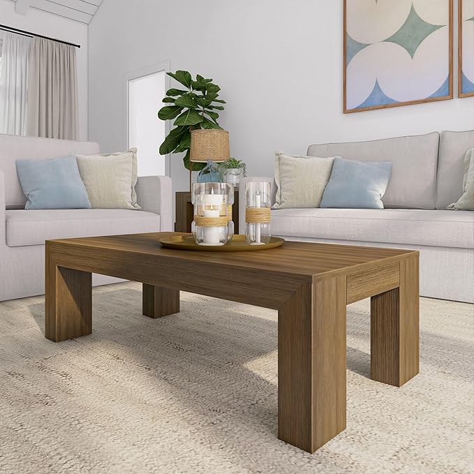 Plank+Beam Modern Rectangular Coffee Table, Medium Sized Coffee Table, Center by PlankBeam