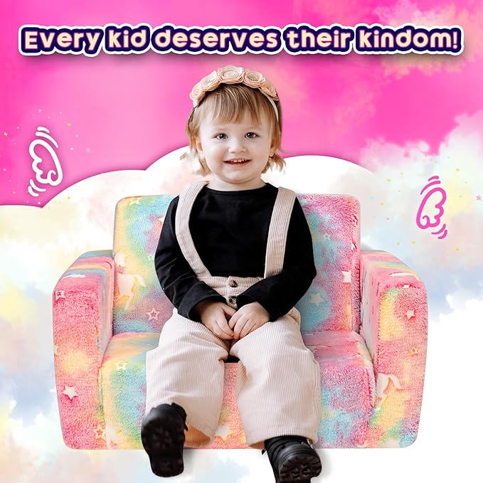 ALIMORDEN 2-in-1 Flip Out Cuddly Sherpa Toddler Couch, Convertible Sofa to - Image 4