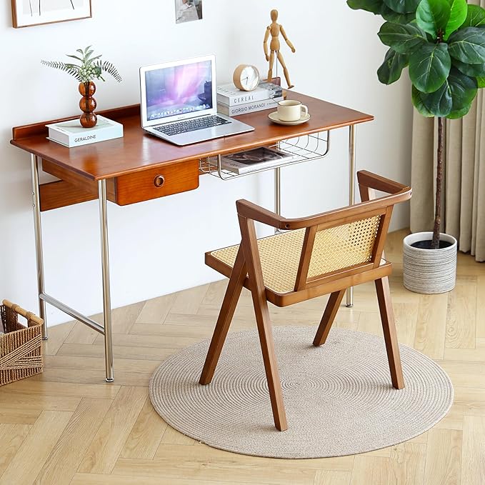 Rattan Dining Chair, Mid-Century Accent Armchair, Wicker Chair, Outdoor Bamboo - Image 7
