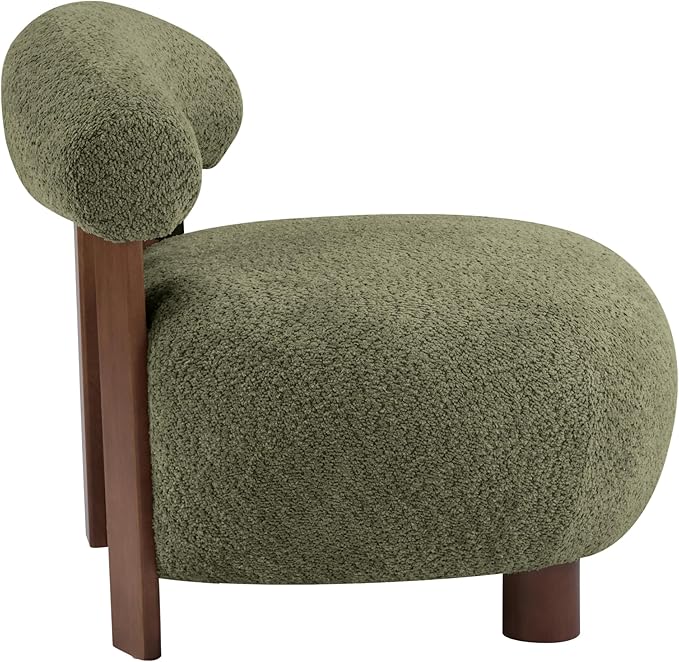 Christopher Knight Home Elvina Boucle Fabric Accent Chair, Solid Wood Single - Image 6