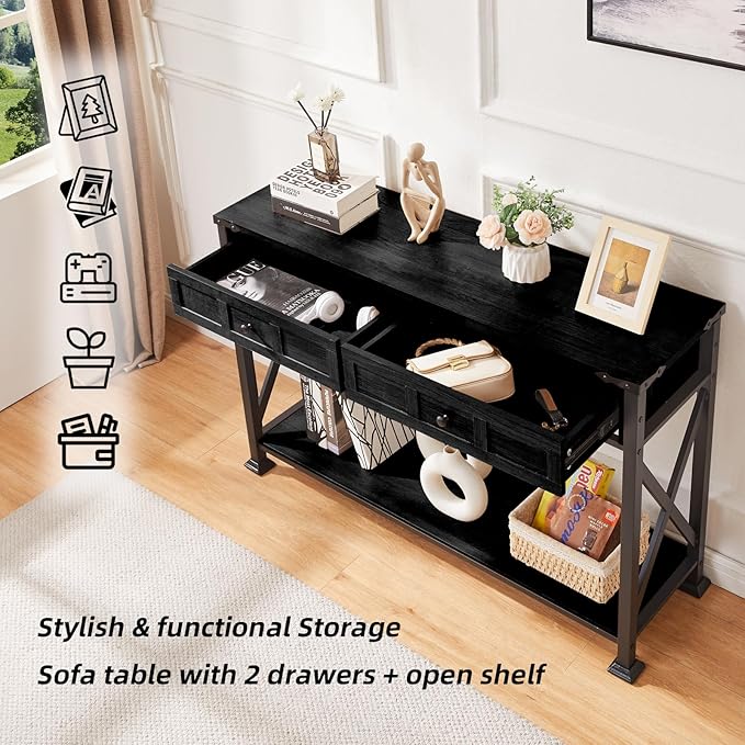 HOMBAZAAR Entryway Table, Rustic Console Table - Image 5