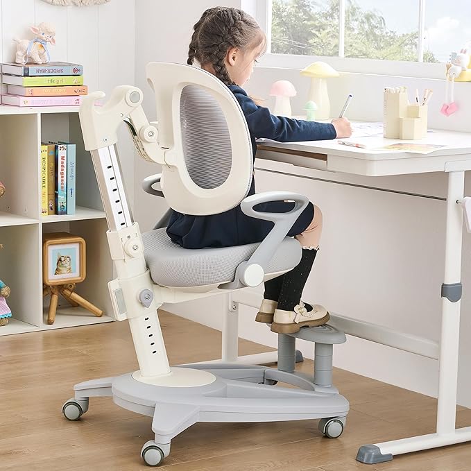Ergonomic Kids Desk Chair with Footrest & Height-Adjustable Seat, Work & Dining - Image 3