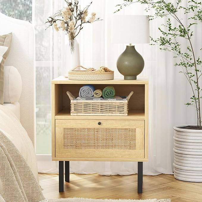 Rattan Nightstands Set of 2, Boho Night Stand - Image 6