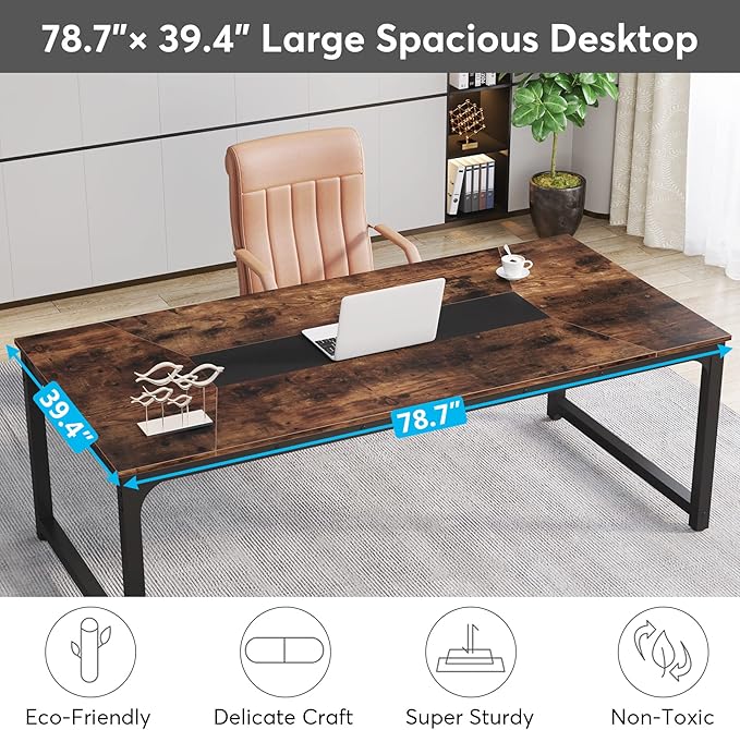 Tribesigns Modern Computer Desk, 78.7 x 39.4 inch X Large Executive Office Desk - Image 4