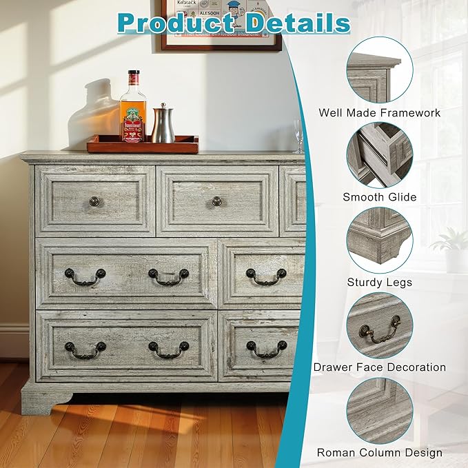 47.2" Farmhouse Sideboard Buffet Cabinet - Image 4