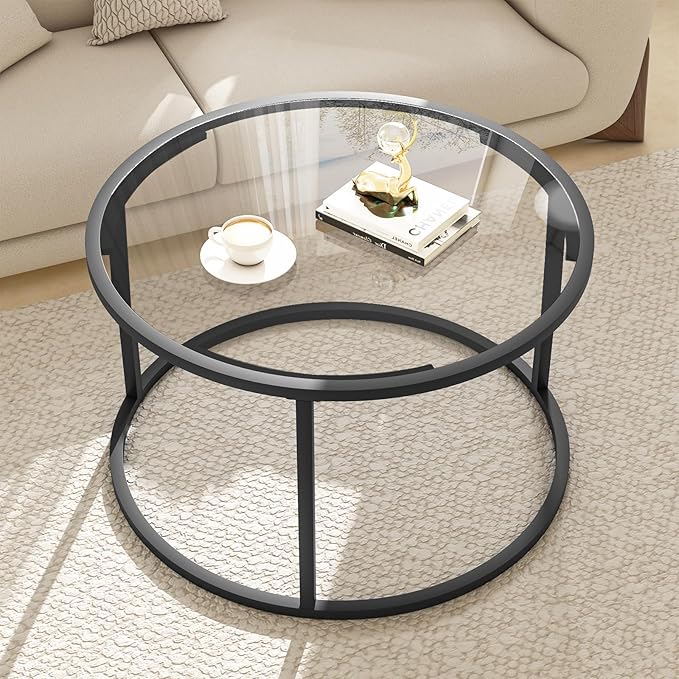 Round Coffee Table, Small Black Coffee Table by Easy+Paws