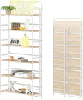 4NM No Assembly Folding Bookshelf 6 Tiers Vintage Industrial White Book Shelf by 4NM