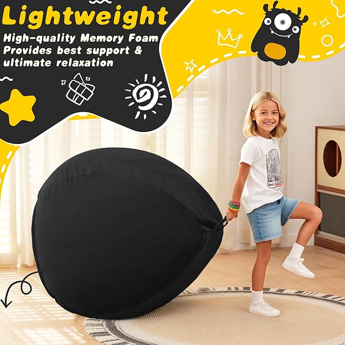 HABUTWAY 2FT Bean Bag Chair, Teardrop Bean Bag Chair Luxurious Velvet Ultra - Image 5