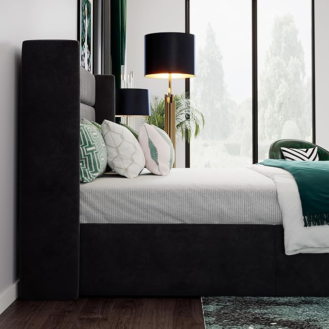 SHA CERLIN Full Size Lift Up Storage Bed/Velvet Upholstered/Modern Wingback - Image 5