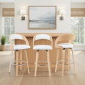 Shelly Modern Bar Height Swivel Stool in Patterned Oak Finish by ArmenLiving