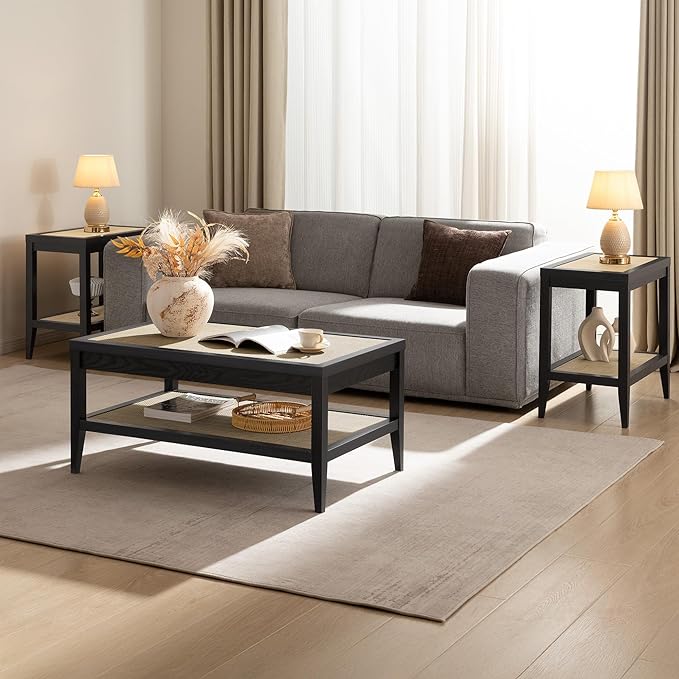 SICOTAS Rectangle Coffee Table for Living Room, Farmhouse Boho Center Table - Image 6
