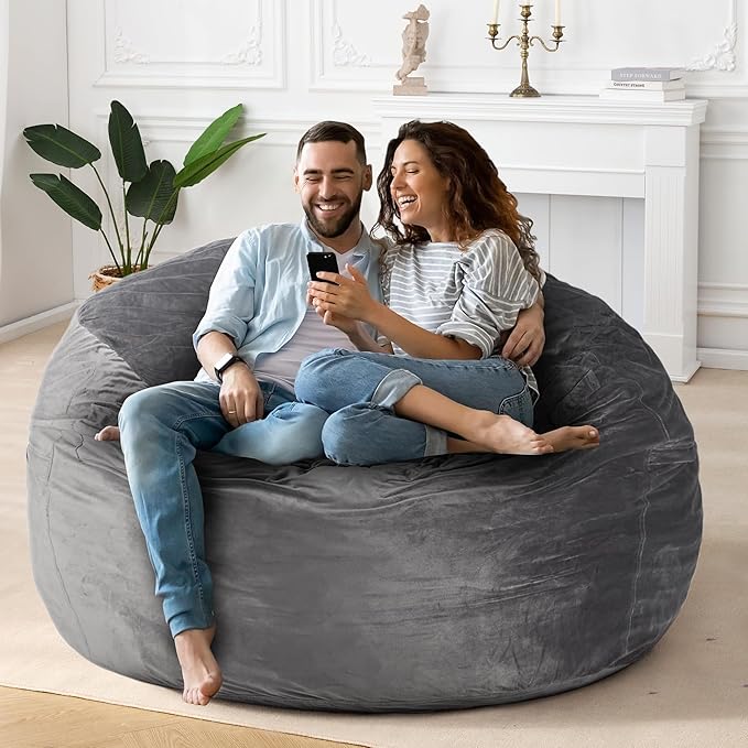 HABUTWAY Bean Bag Chair: Giant 5' Memory Foam Furniture Bean Bag Chair - 5Ft - Image 2