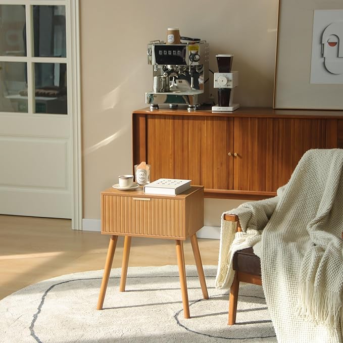 Fluted Nightstand, Small Bedside Table - Image 2