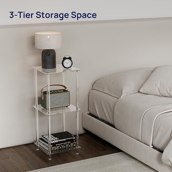 HMYHUM Acrylic Side Table for Small Spaces, 11.8" L x 11.8" W x 28" H, Small - Image 6