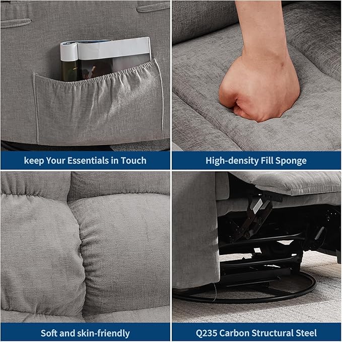 Rocking Recliner Chair with Vibration Massage & Heat, 360° Swivel Oversized - Image 4