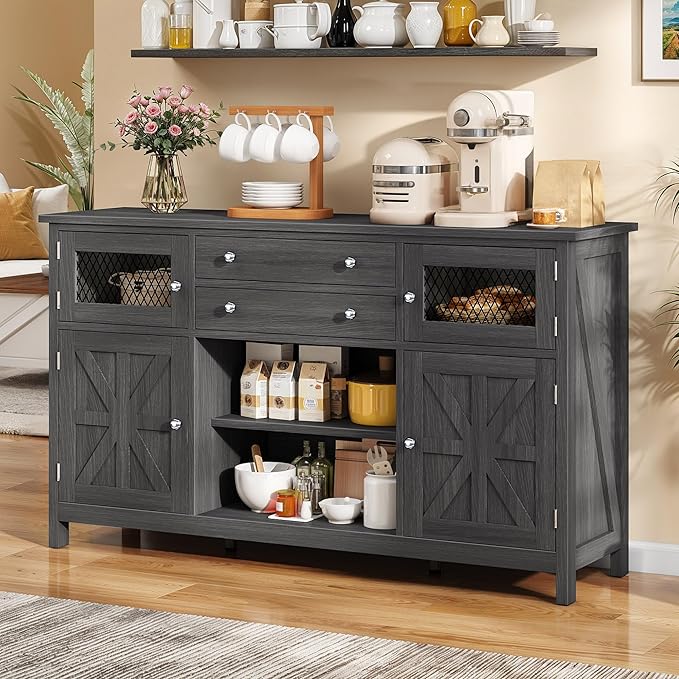 YITAHOME Farmhouse TV Stand for TVs up to 65", Rustic TV Media Console for - Image 2
