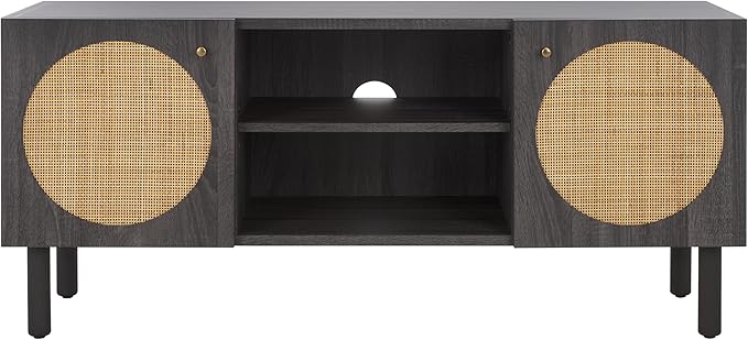 SAFAVIEH Home Collection Ophelia Distressed Black 2-Door 2-Shelf Entertainment - Image 2