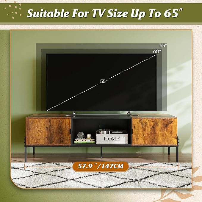 WLIVE Modern TV Stand for 65 Inch TV, Mid Century Entainment Center - Image 7