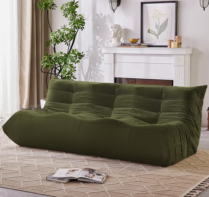 Bean Bag Chair, 3 Seater Fireside Chair Large Bean Bag Sofa by SUYOLS