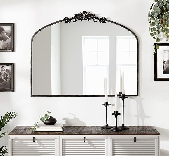 Kate and Laurel Arendahl Ornate Traditional Arched Mirror; 36 x 29; Black; - Image 3