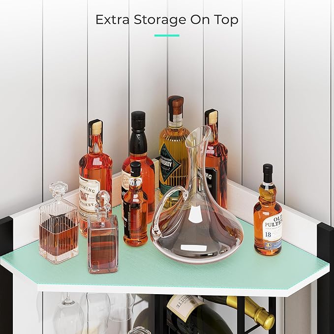 63” Tall Corner Bar Cabinet, Farmhouse Liquor Cabinet - Image 3