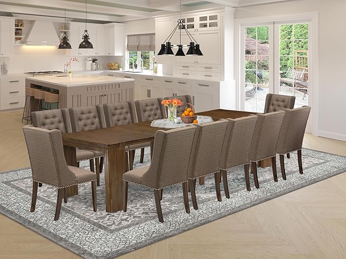 X12FO-008-18 - 13 Pieces Mid Century Dining Set includes an Extendable by LuxebyEastWestFurniture
