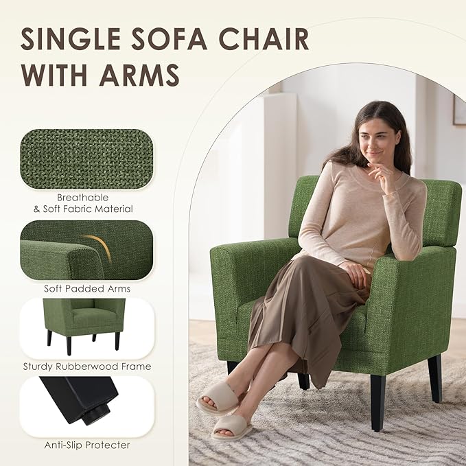 COLAMY Modern Accent Chair for Living Room, Upholstered Fabric Accent Armchair - Image 6