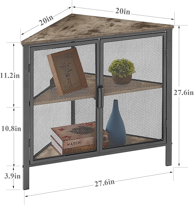 VECELO Corner Cabinet/Table, 3-Tier Shelves - Image 2