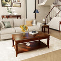 Solid Wood Coffee Table with Storage Shelf, Rectangle Coffee Table by MIAUWUUFHOME
