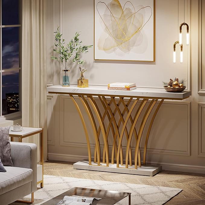 Tribesigns 59 inch Gold Console Table, Modern Entryway Table - Image 3
