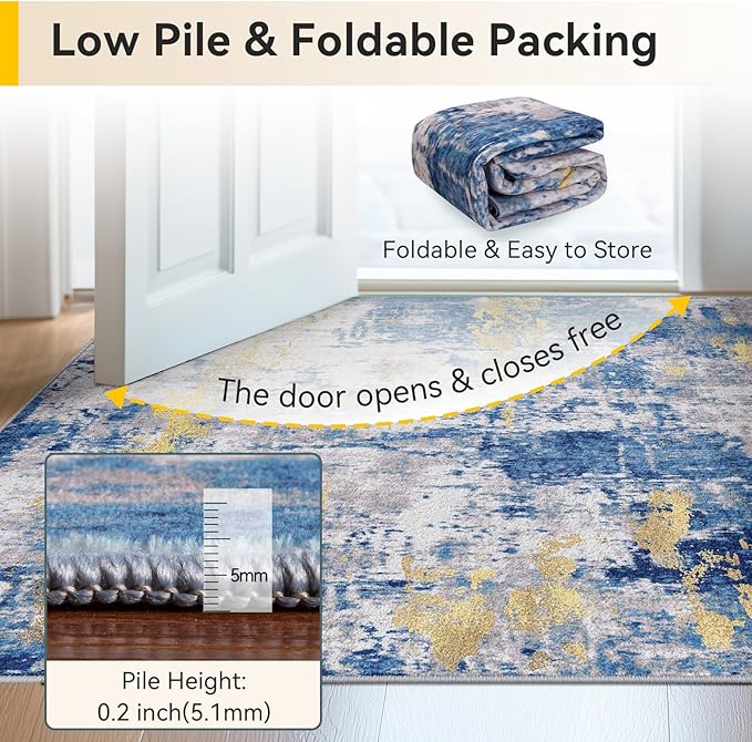 Washable Area Rugs 8'x10' Non-Slip Modern Abstract Soft - Image 8