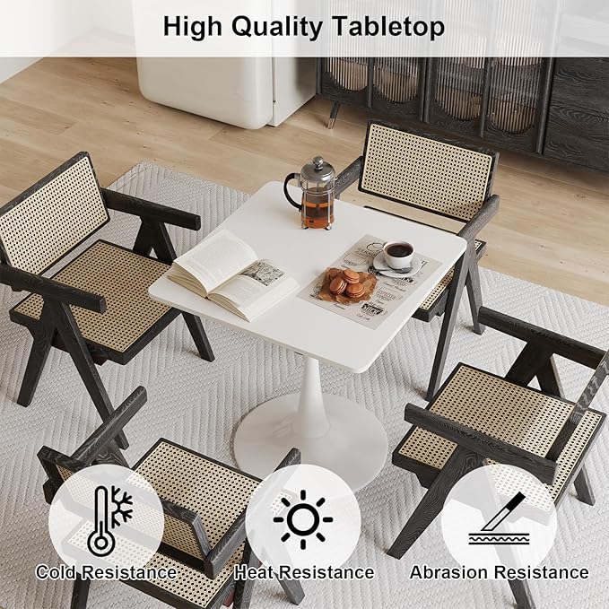 White Square Tulip Table for 2 Person, 24 Inch Small Dining Table - Image 7