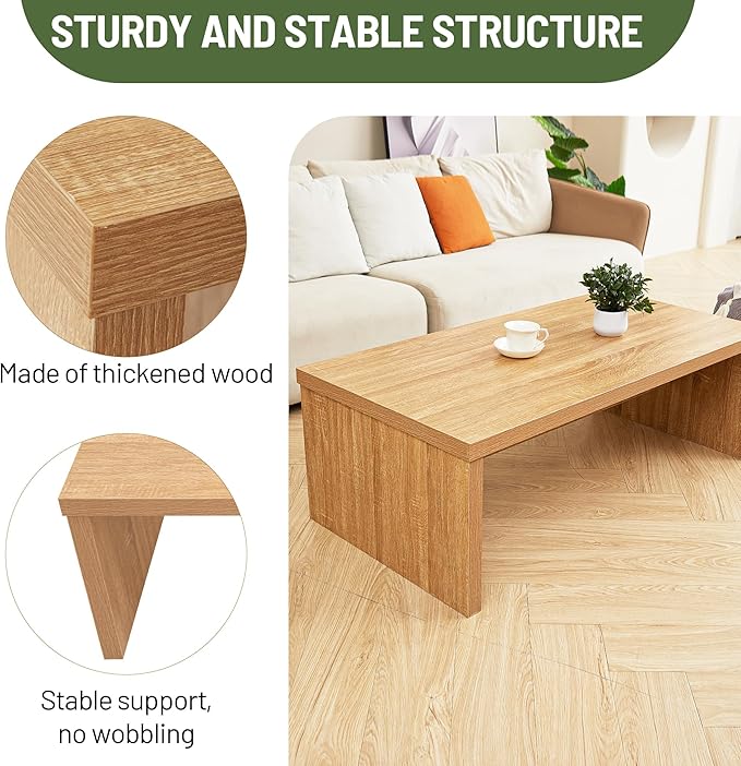 Rectangular Eco Friendly Engineered Wood Coffee Table - Image 4