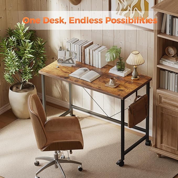 Rolling Computer Desk with Wheels, Gaming Desk - Image 4