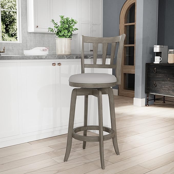 Hillsdale, Presque Isle Wood Bar Height Swivel Stool, Aged Gray - Image 2