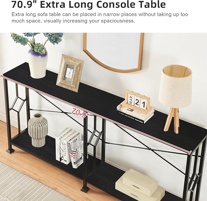 HOMISSUE Long Entryway Console Table, 70.9" Industrial Narrow Sofa Tables - Image 4
