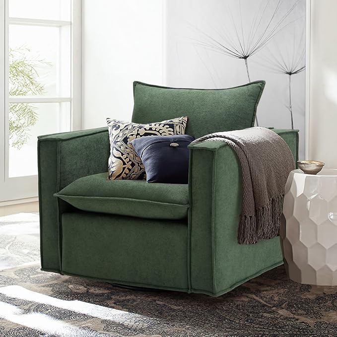 COLAMY Swivel Accent Chair, 34 Inches Wide Upholstered Arm Chair - Image 8