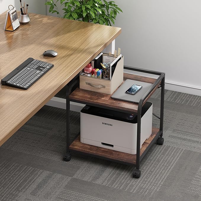 Under Desk Printer Stand, 20 Inches Deep Large Printer Table - Image 6