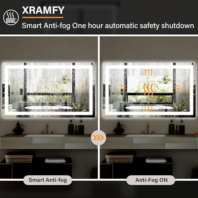 40"x 60"LED Bathroom Mirror, Backlit + Front Lit, LED Bathroom Mirror - Image 6