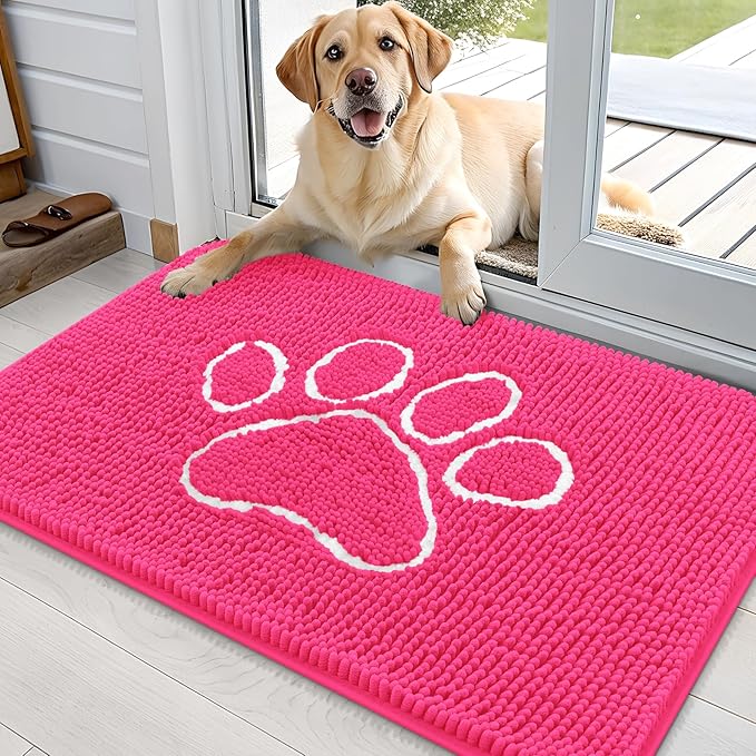 OLANLY Door Mat for Muddy Dog Paws 36x24, Ultra Absorbent Chenille Mud Doormat by OLANLY