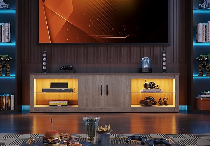 Bestier 70 Inch Led TV Stand for 75 Inch TV Large Entertainment Center Gaming - Image 4