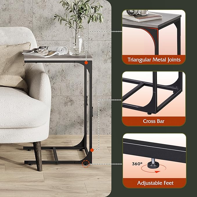 WLIVE C Shaped End Table, Small Couch Side Tables - Image 5