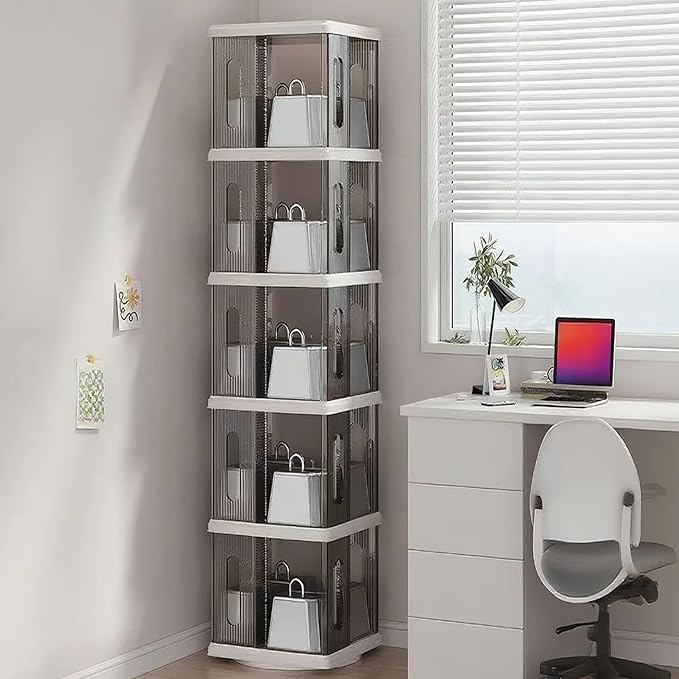 Rotating Bookshelf Tower, 360-Degree Rotating Bookshelves, Small Space Spinning - Image 7