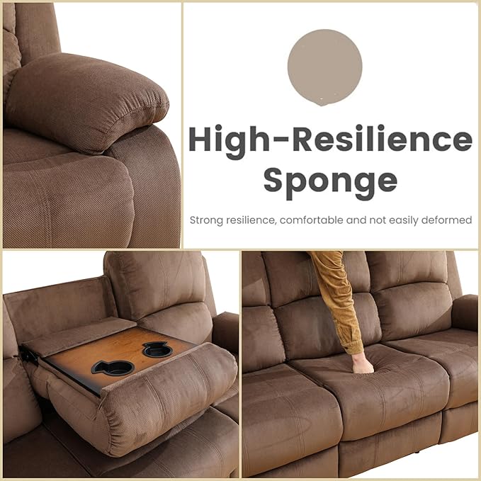 Recliner Sofa Couch, 3-Seater Home Theater Seating Reclining Sofa, Power - Image 5