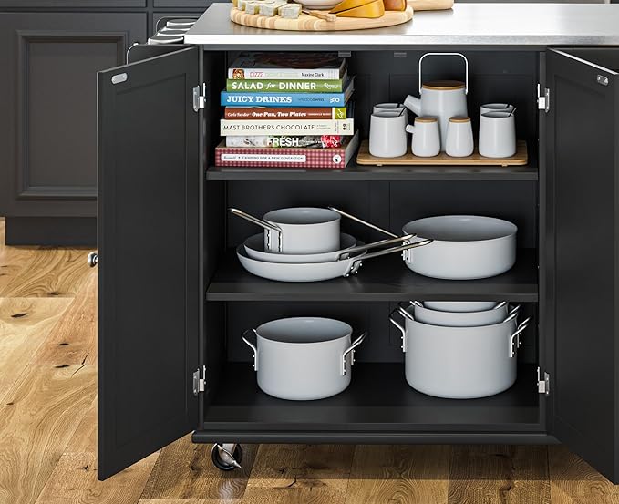 Homestyles Dolly Madison Black Mobile Kitchen Island Cart - Image 6