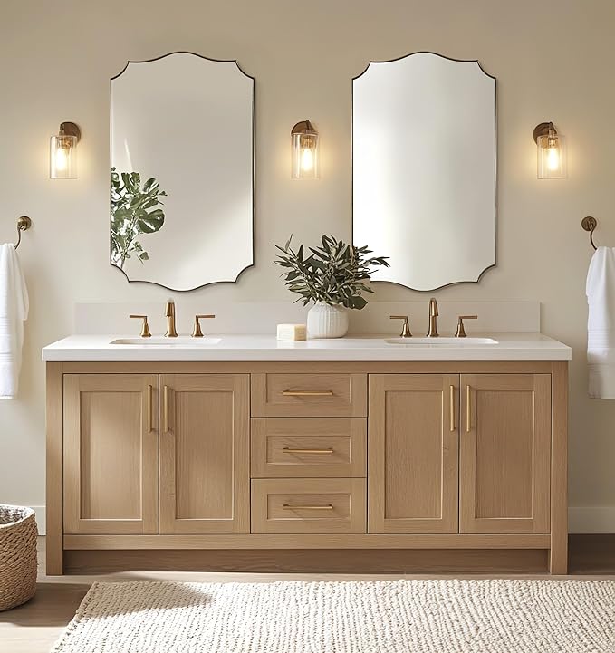 ANDY STAR 24x40 Inch Gold Mirror, Brushed Gold Bathroom Mirror, Antique Brass - Image 7