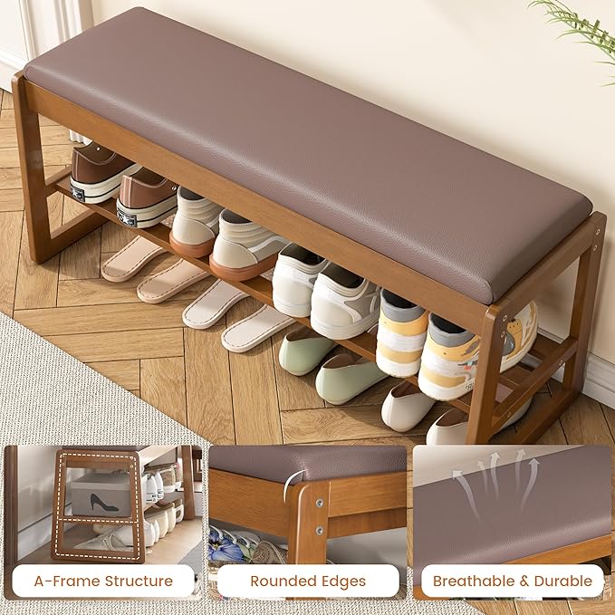 Shoe Storage Bench with Cushion - Image 4