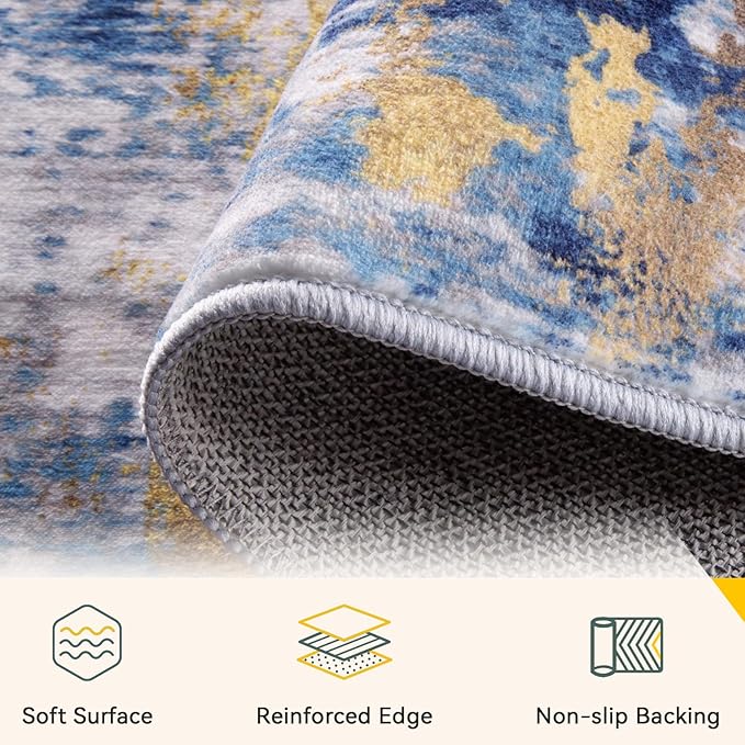Washable Area Rugs 6'x9' Non-Slip Modern Abstract Soft - Image 5