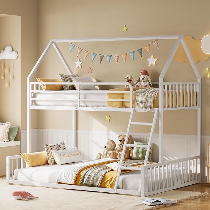 LIKIMIO Bunk Bed Twin Over Full Size, House Bunk Bed Frame by LIKIMIO